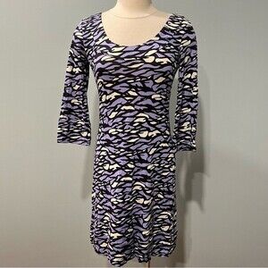 Diane Von Furstenberg Multicolor Printed Silk Jersey Aggie Shift Dress Size 4